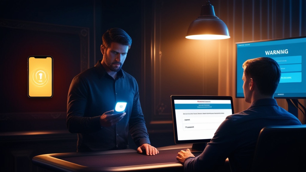 Verificatiescherm met code en inlogprobleem in een donker casino