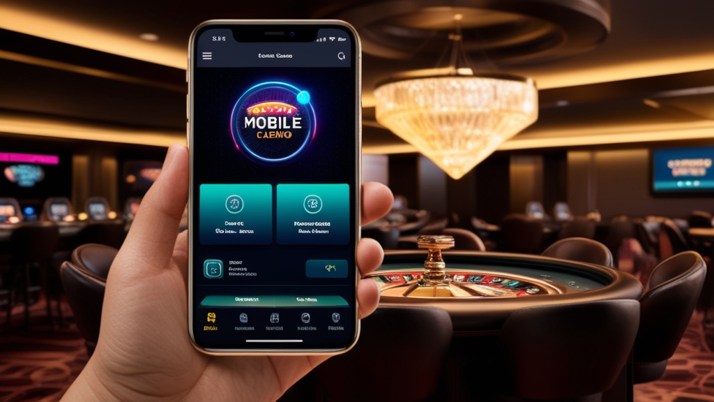 Mobiele casino-interface op een smartphone in een donkere, sfeervolle omgeving