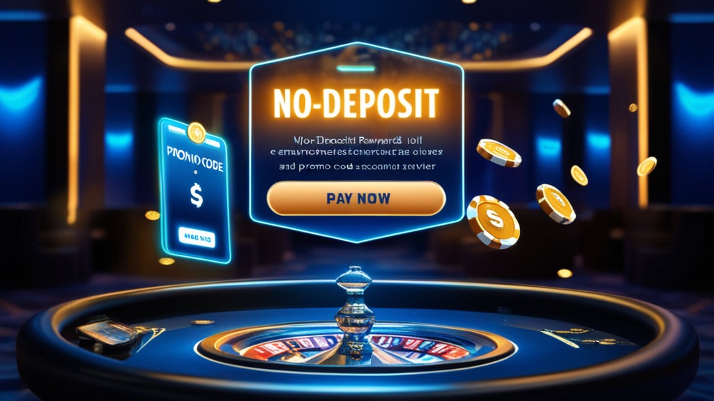 No deposit bonus op een scherm met codekaart in een donker casino